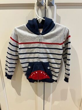 Catimini 2t Striped Shark Hoodie Zip-Up